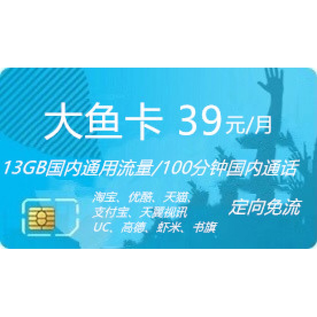中國電信  大魚卡39元套餐【下訂單，中國郵政快遞包郵到家。】