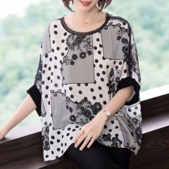 夏裝大碼女裝短袖t恤媽媽裝雪紡衫女寬松遮肚子200斤打底衫上衣女