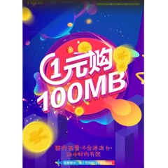 中國移動 100MB國內(nèi)流量（不含港澳臺）（一元/100MB日流量）