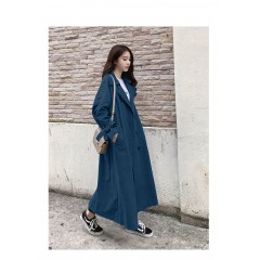 秋裝新款韓版卡其色風(fēng)衣女中長(zhǎng)款過(guò)膝百搭寬松休閑外套女春秋