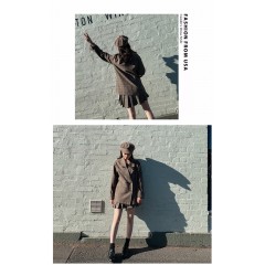 春秋新款韓版網紅休閑格子小西裝外套女寬松套裝百褶裙兩件套