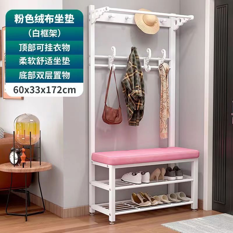 換鞋凳掛衣架一體鞋柜家用進(jìn)門口衣帽架小型玄關(guān)可坐軟包坐墊鞋架